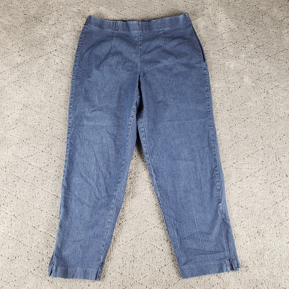 Susan Graver Jeans Womens Medium Blue Ankle High Waist Side Zip Stretch Denim